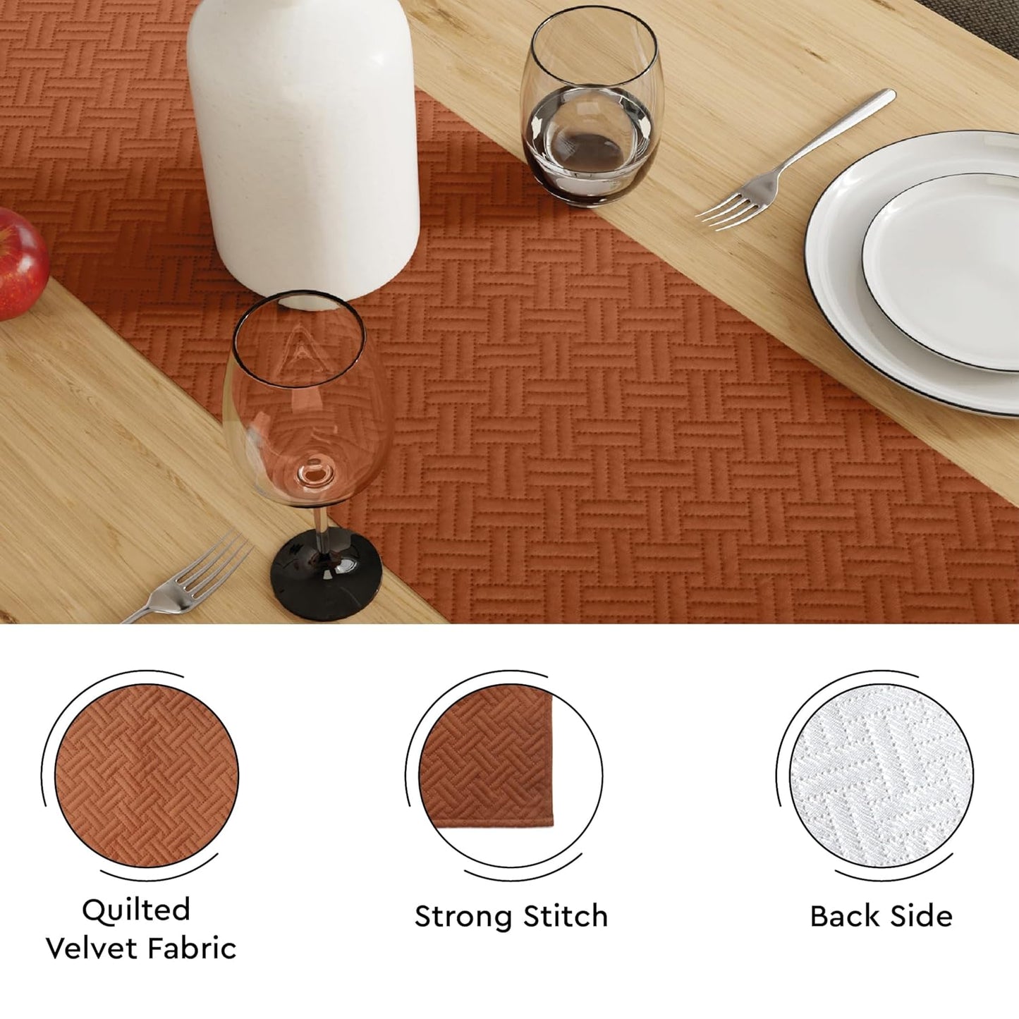 Dining Table Runner – Quilted Velvet – 32x150 cm – Wholesale Supply