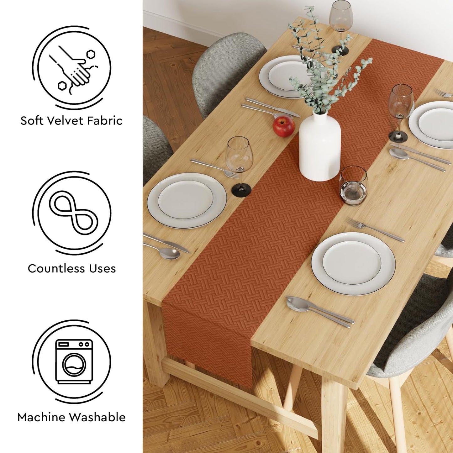 Dining Table Runner – Quilted Velvet – 32x150 cm – Wholesale Supply