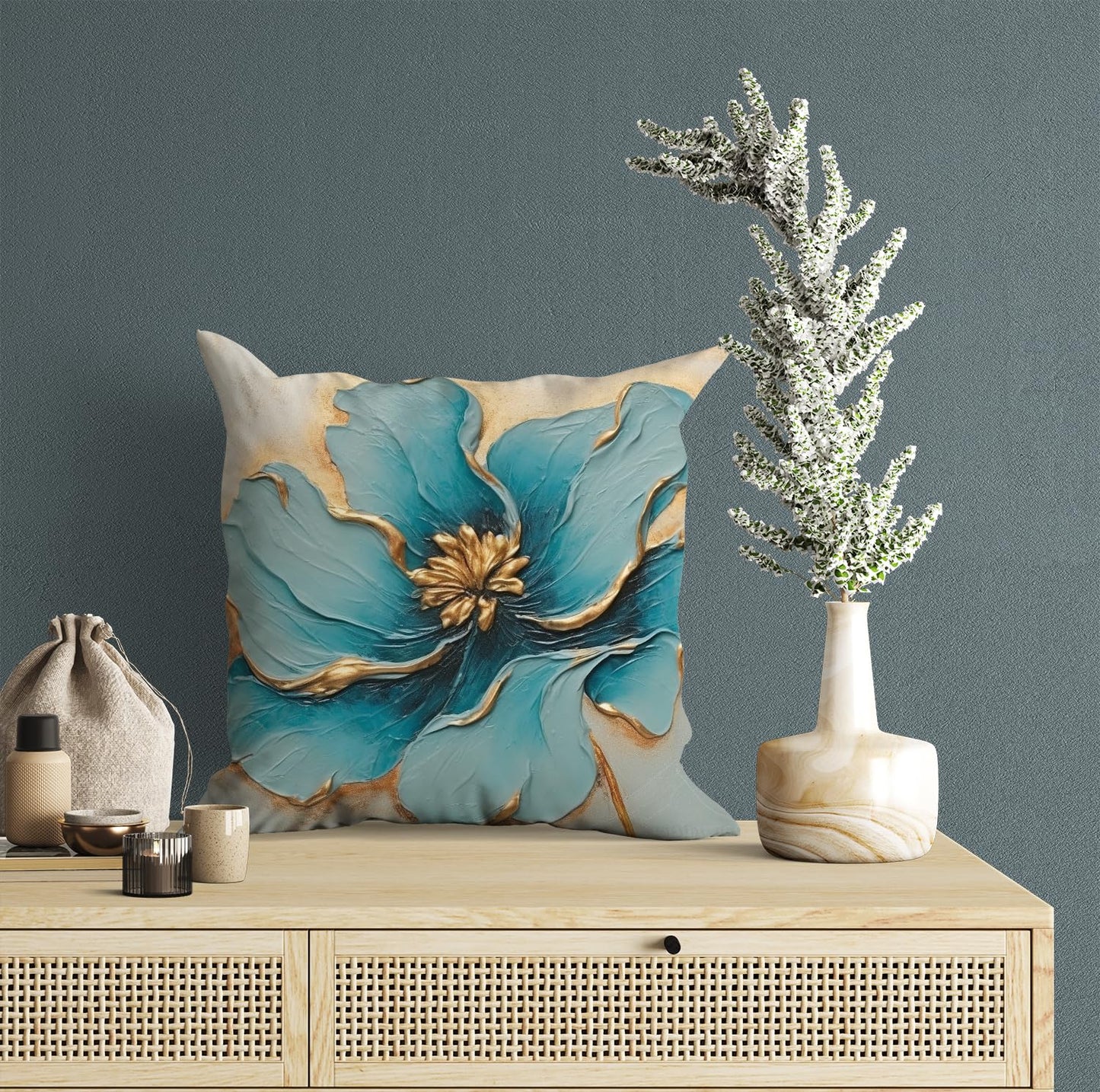 Wholesale Cushion Covers – Flower Print Satin – 16x16 Inch Set of 5