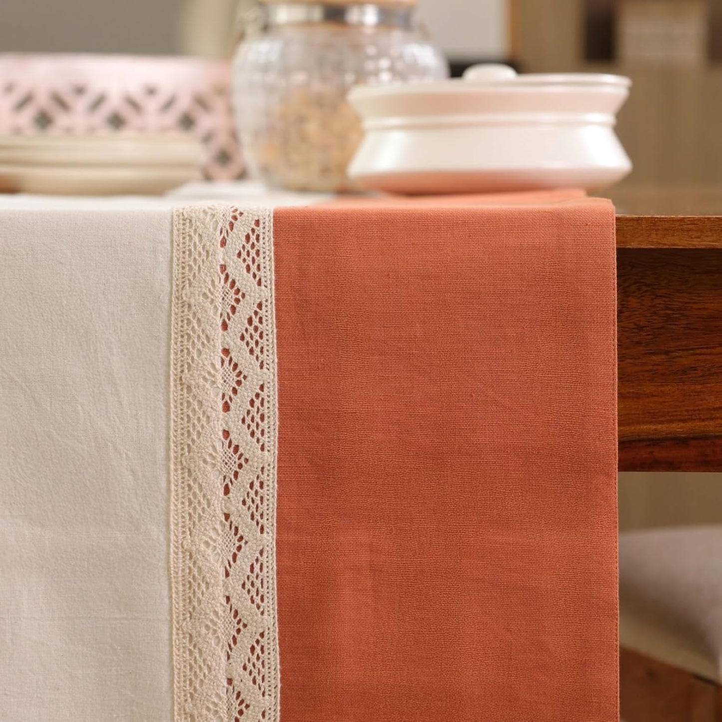 Artisan Crochet Table Linen – Dining & Console Textile – 100% Cotton Construction – 14x60 Inch Unit