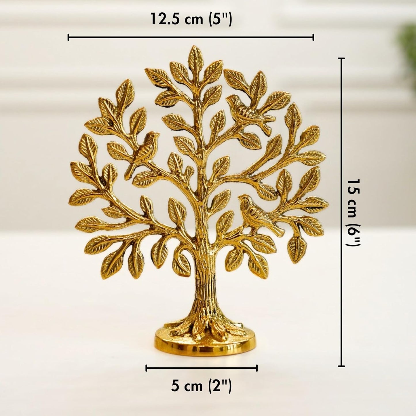 Brass Tree of Life Ornament – Pure Solid Brass – 5.9 inch Tabletop Decor