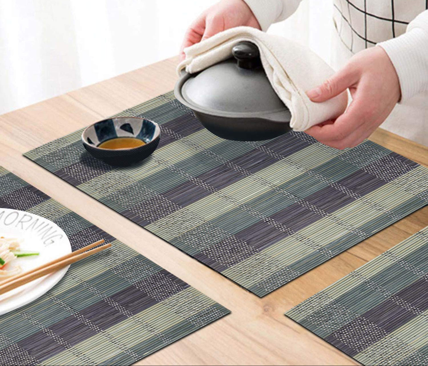 Dining Placemats – Heat Resistant Bamboo – 45x30 cm, 6-Pack