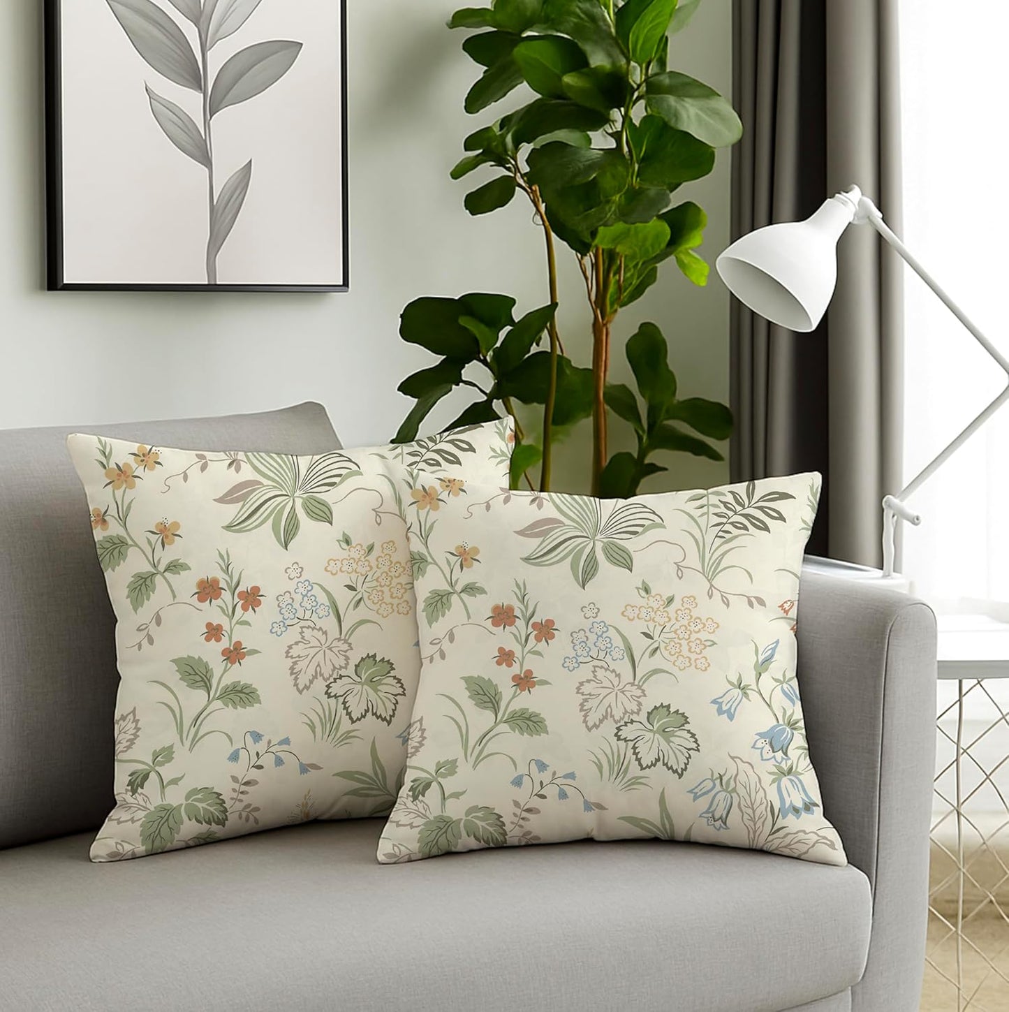 Cushion Covers – Organic Cotton Jute, Hand Block Printed – 16x16 Inch, Set of 2