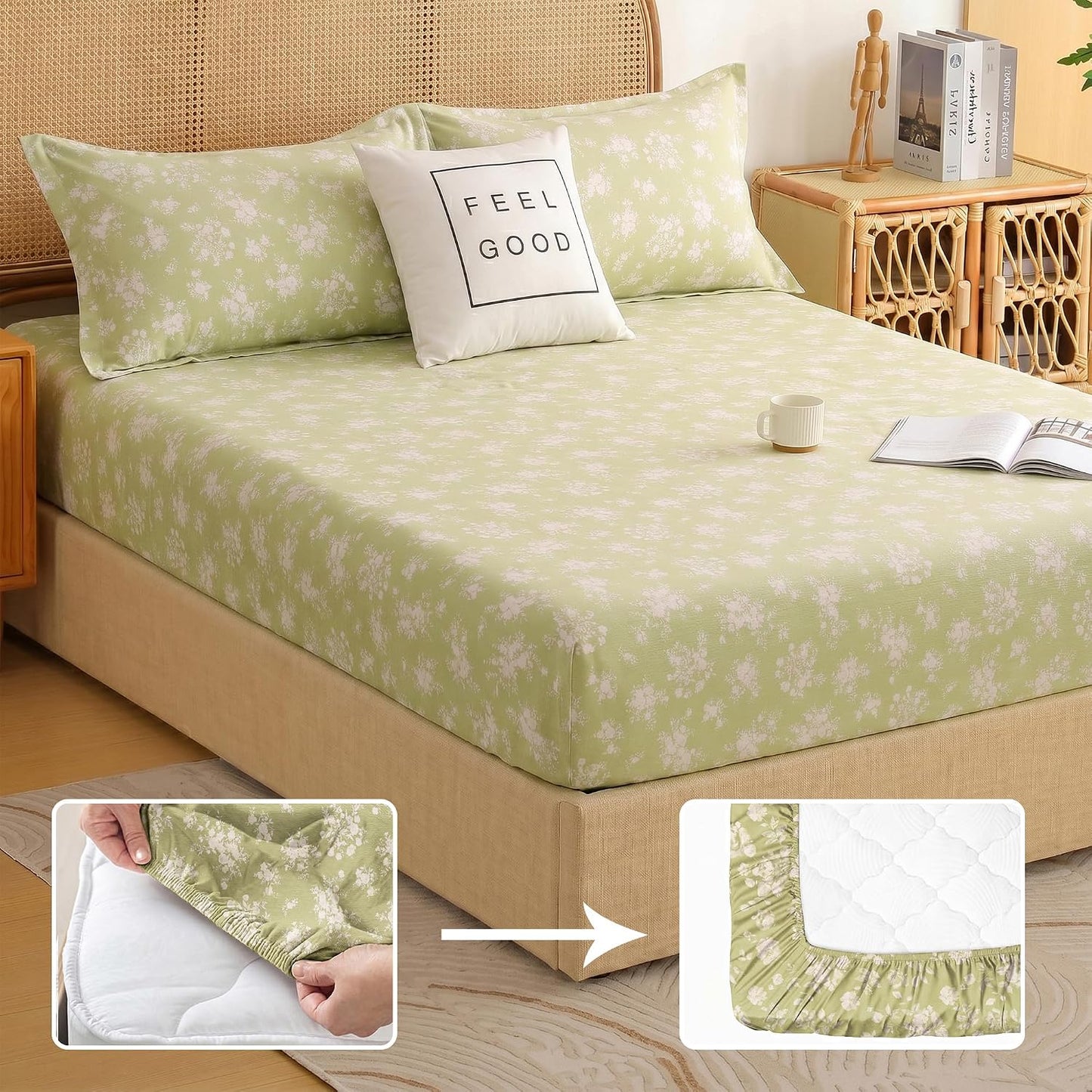 Bedsheet | Elastic Fitted Microfiber 240 TC Fade-Resistant | King, 182x198cm, Set of 3 | Fitted