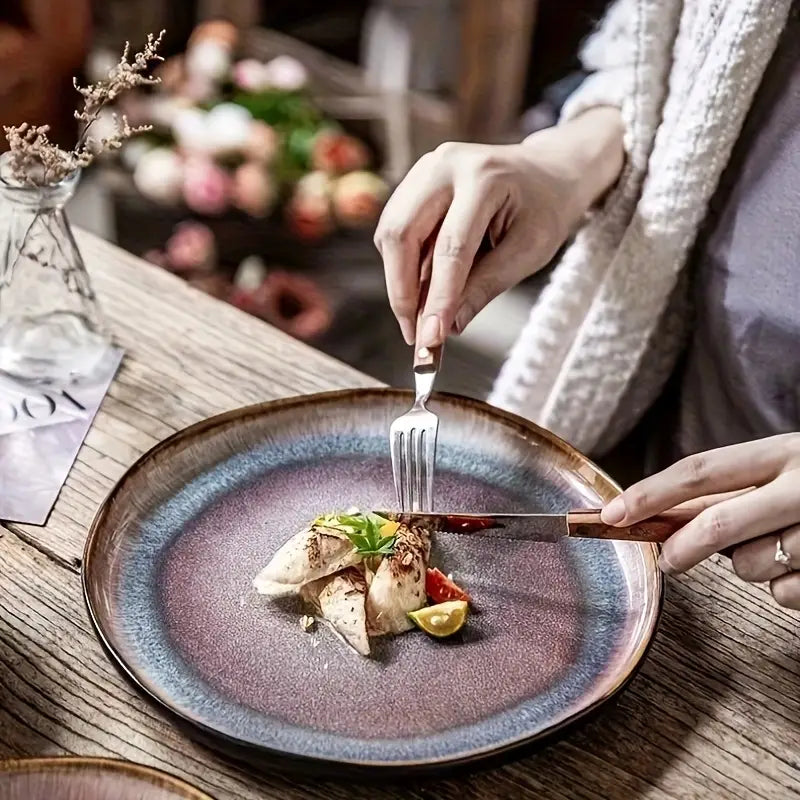 Irregular Ceramic Plates - Glazed Dinnerware Steak Pasta
