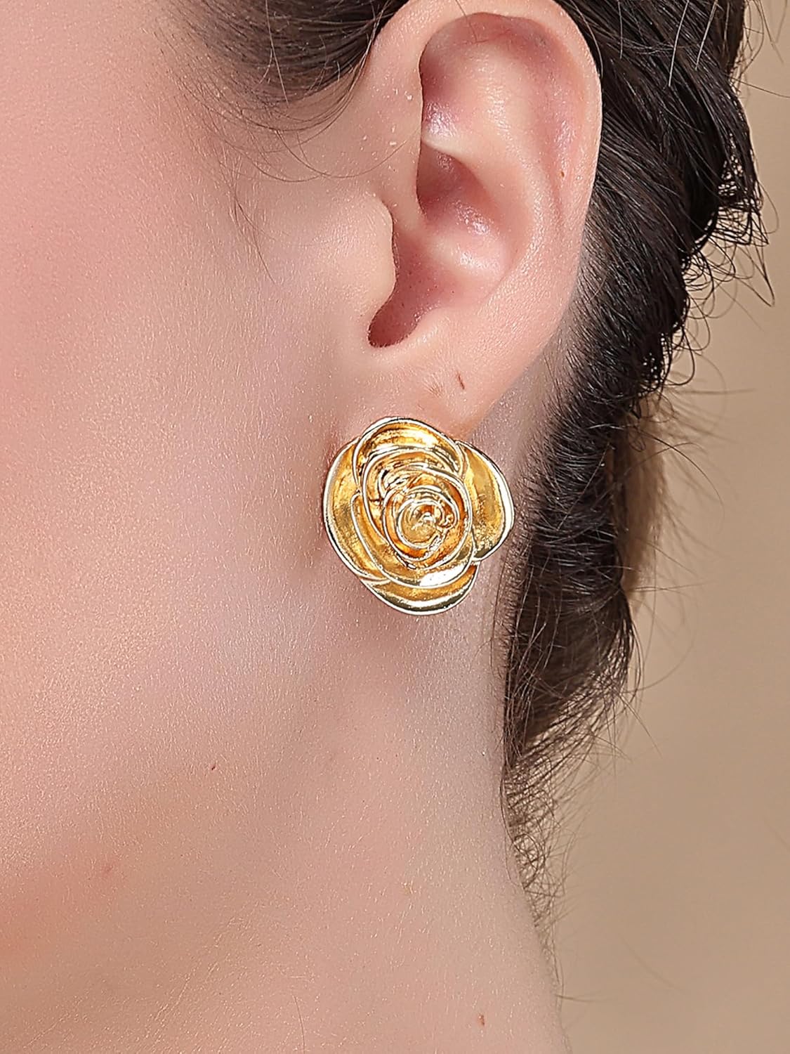 Floral Stud Earrings – Gold Plated Fashion Jewellery – Crafted Design – Pair