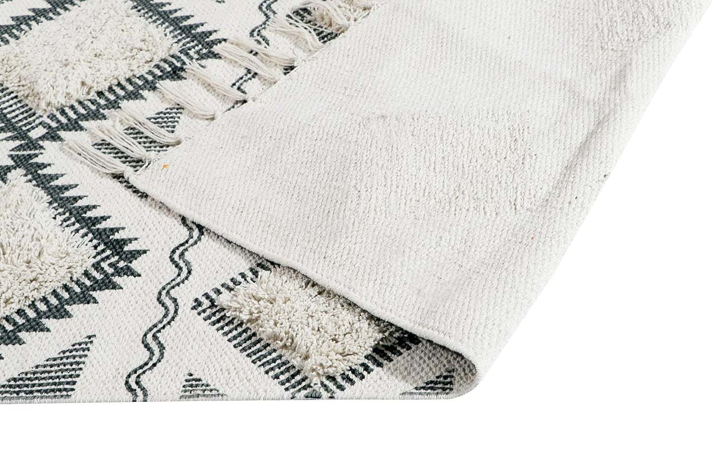 Tufted Cotton Runner Rug – Hand-Woven Natural Cotton – 2x5 Feet