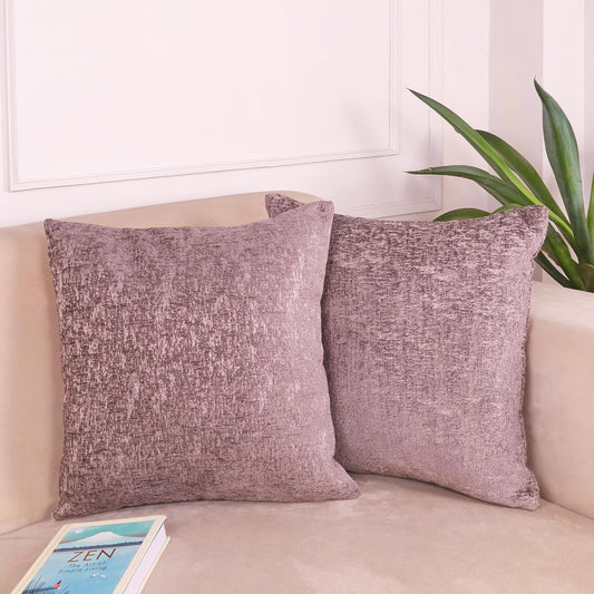 Wholesale Chenille Cushion Covers – Velvet-Feel Textured – 16x16 Inches, Set of 2