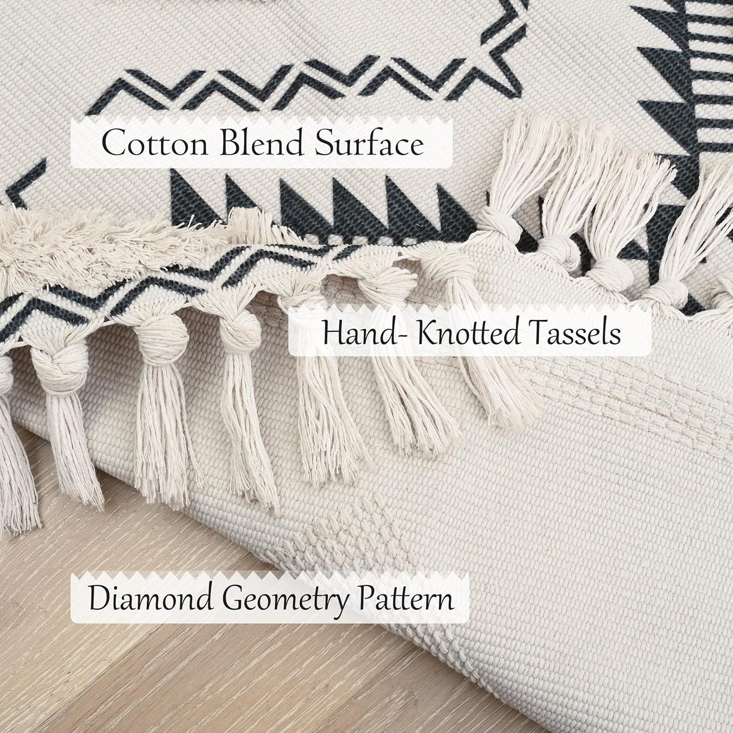 Hand Woven Tufted Rug Runner – Export Quality Cotton – 2x5 ft (60x152 cm)