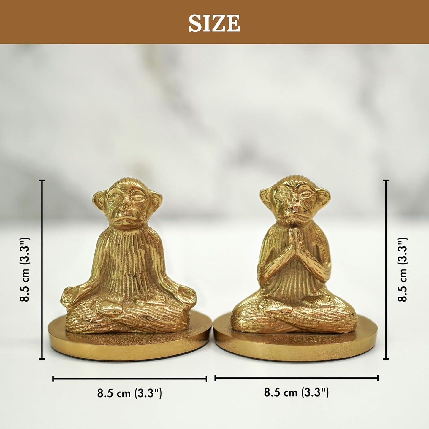 Aluminium Yoga Monkey Candle Holder – Antique Gold – Pair (8.5cm H)