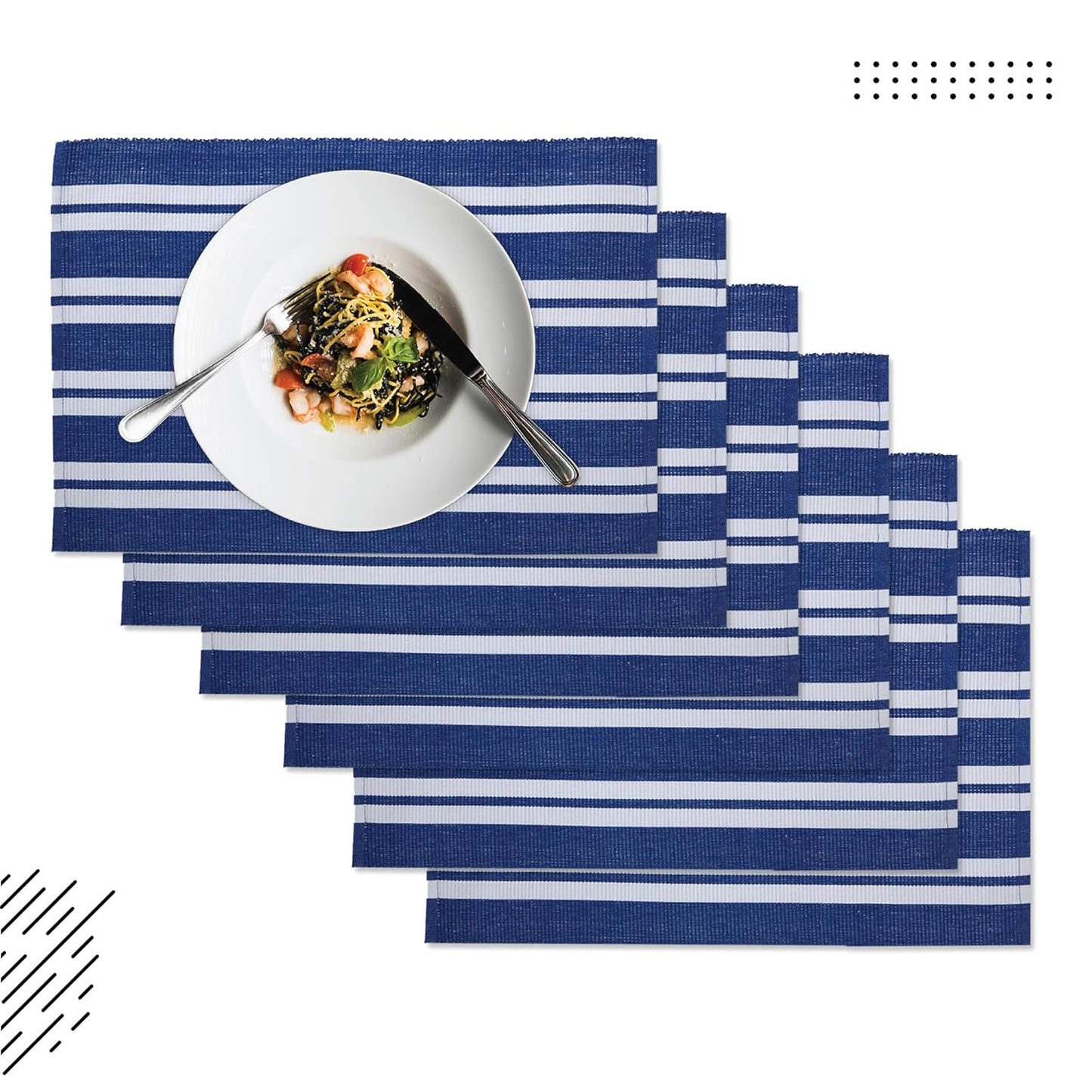 Table Placemats – Ribbed Cotton, Heat-Resistant – 48x32 cm, Set of 6