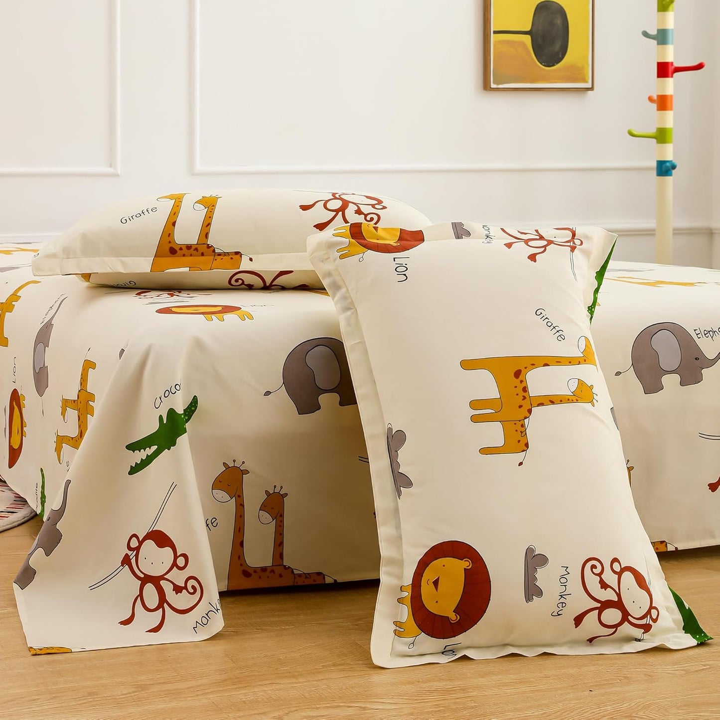 Bedsheet Set Double - Microfiber 180TC - Kids Safari Print 225x250cm