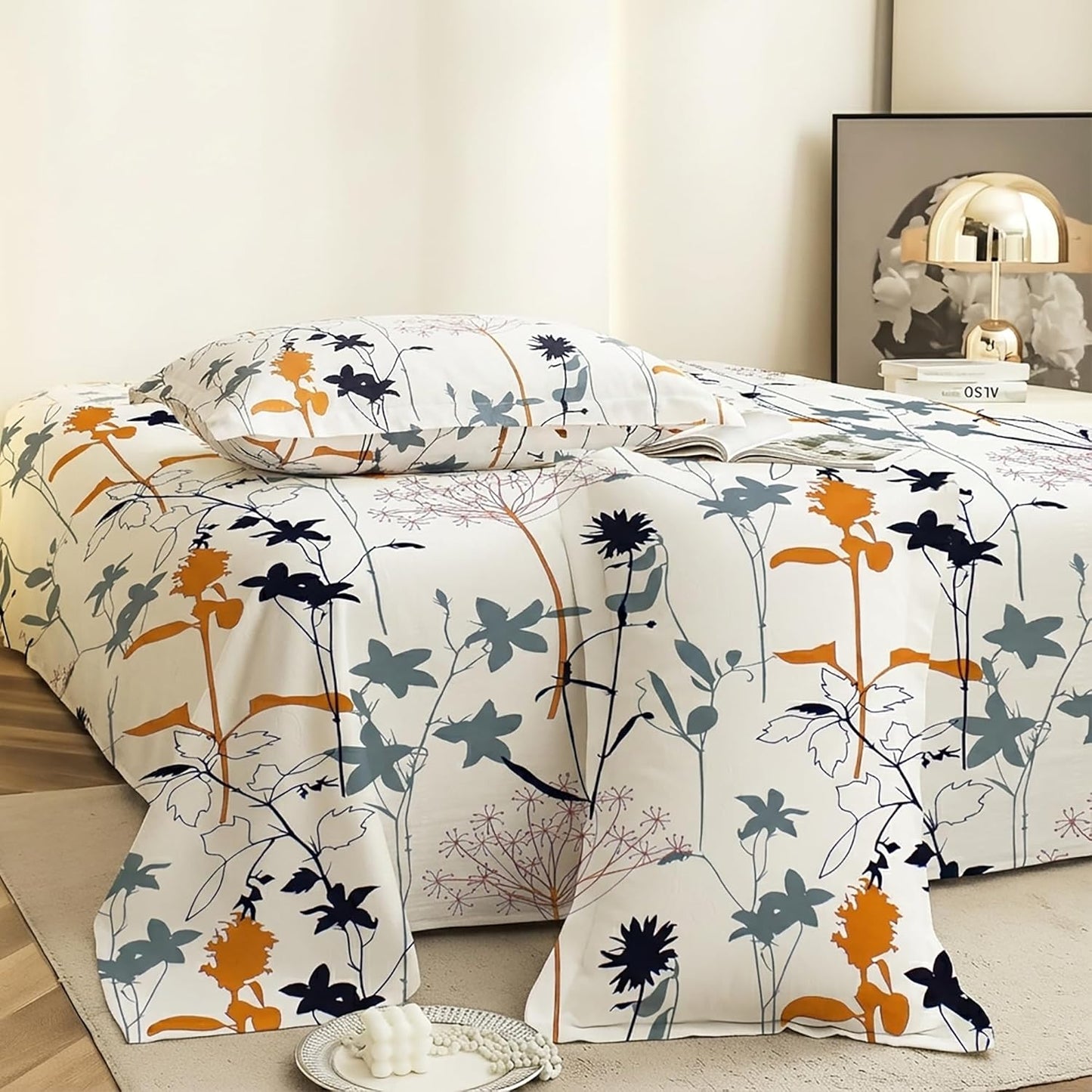 Bedsheet Set - Cotton 190 TC - Double Bed, Floral, 2 Pillow Covers