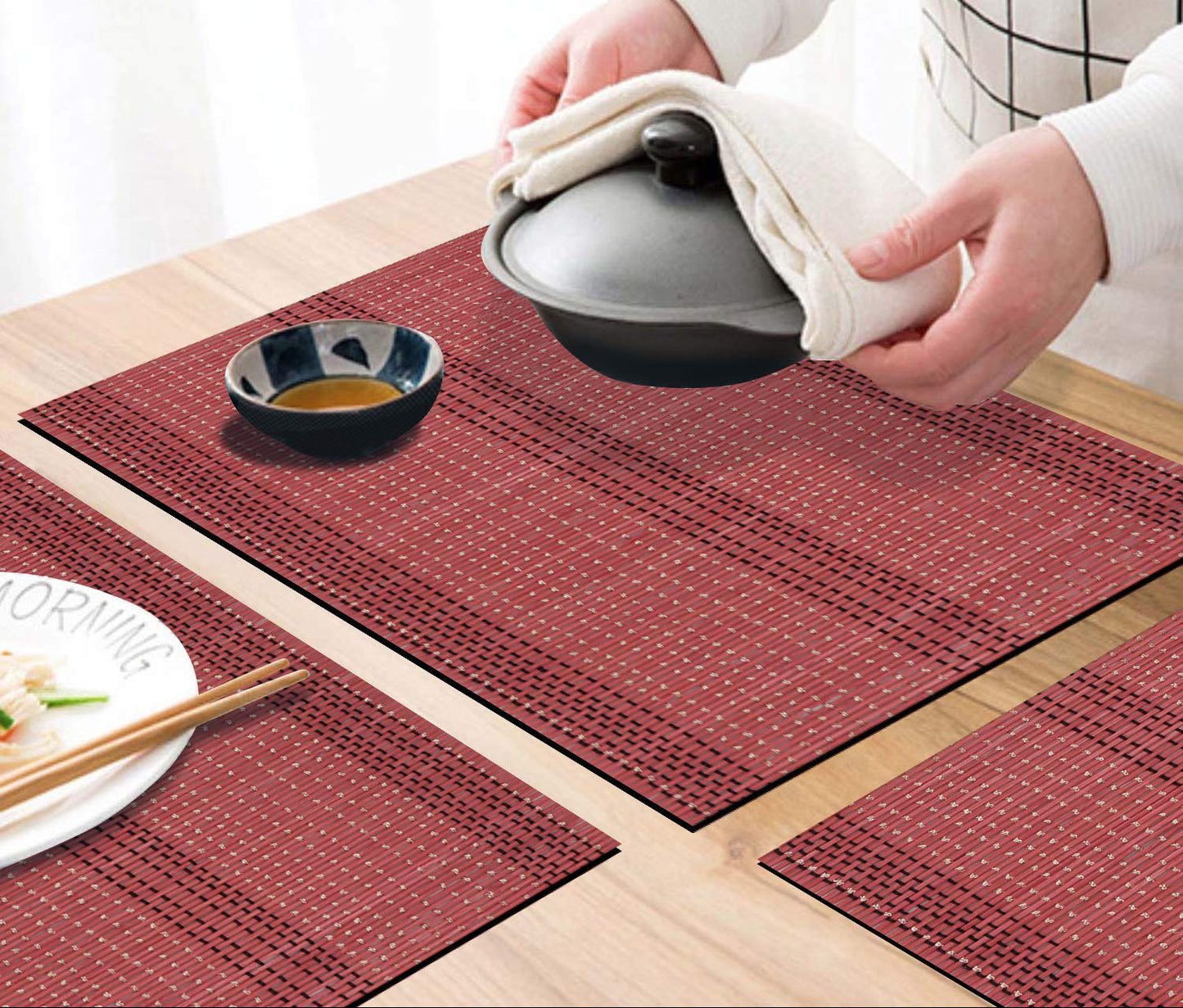 Dining Table Placemats – Heat Resistant Bamboo – 45x30 cm, Set of 6