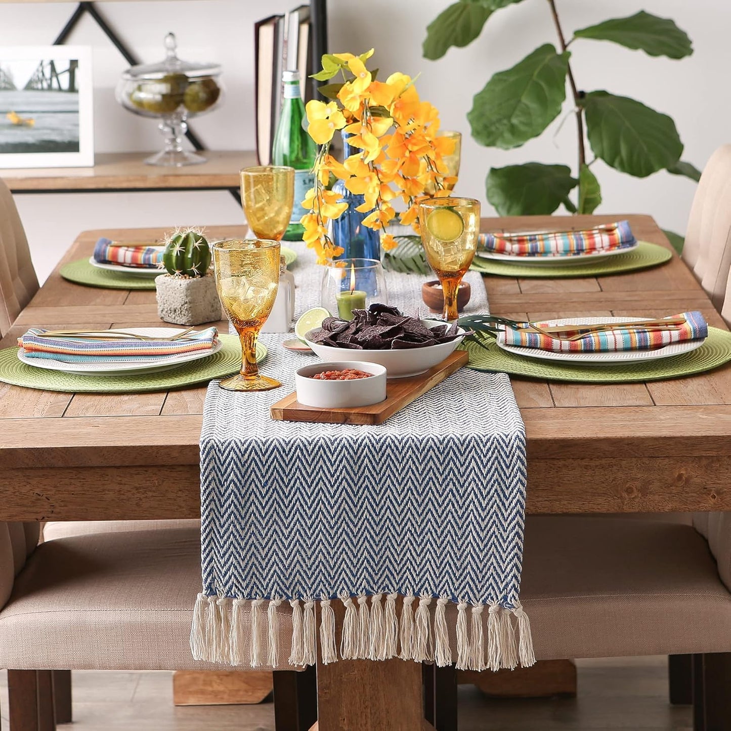 Tabletop Runner – Dining Linens – Artisan-Crafted Cotton – 14x72 Inch