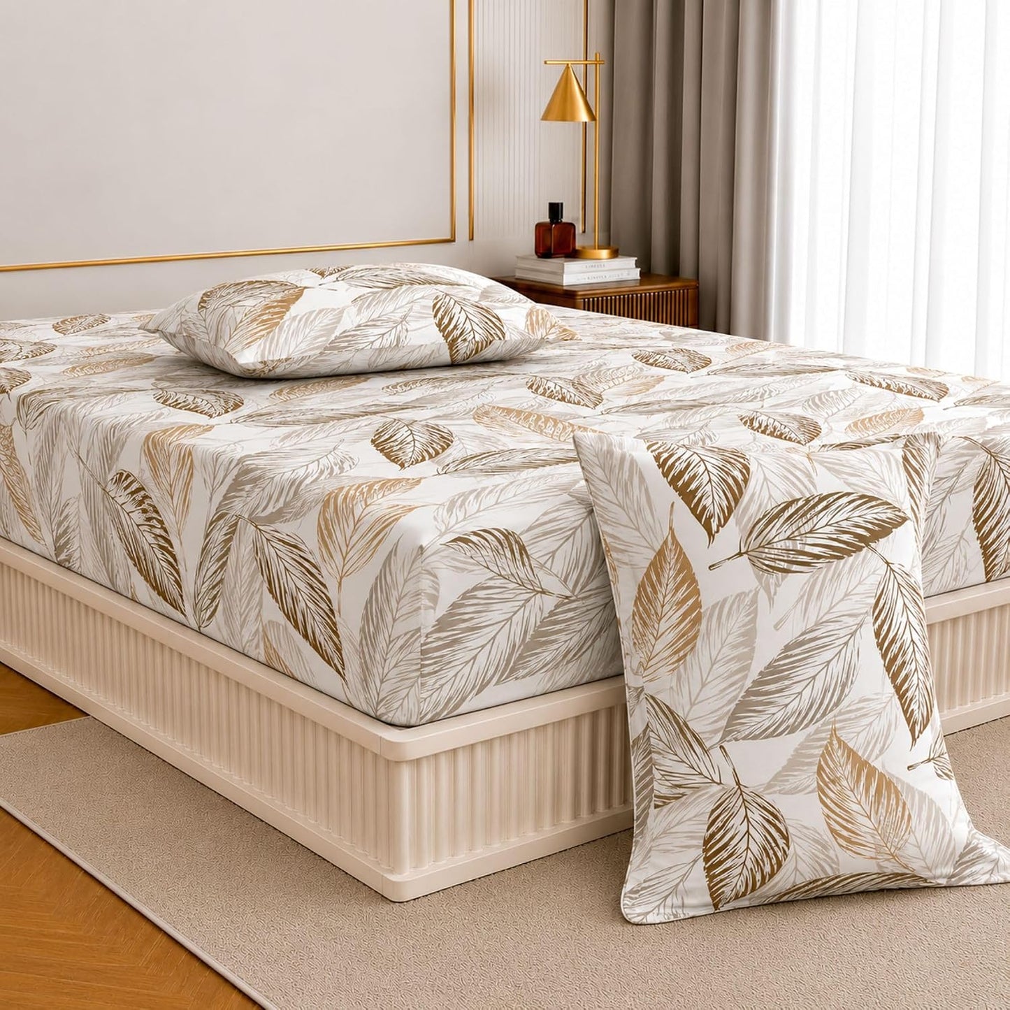 Bedsheet | Cotton Elastic Fitted | Set, 72x78 Inch | 240 TC