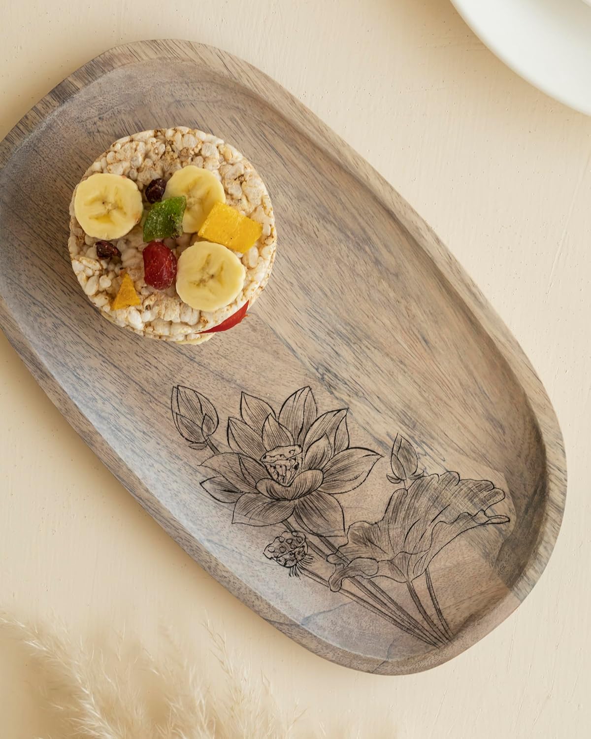 Mango Wood Serving Platter – Appetizer Tray – Handcrafted Anti-Microbial – 12.5x7x0.6in
