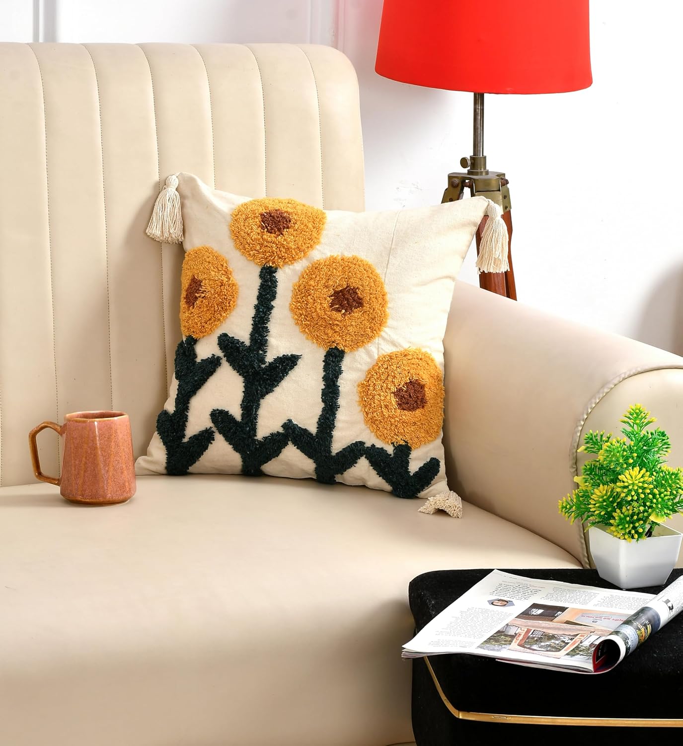 Cotton Tufted Cushion Cover – 16x16 inch – Retail Home Decor