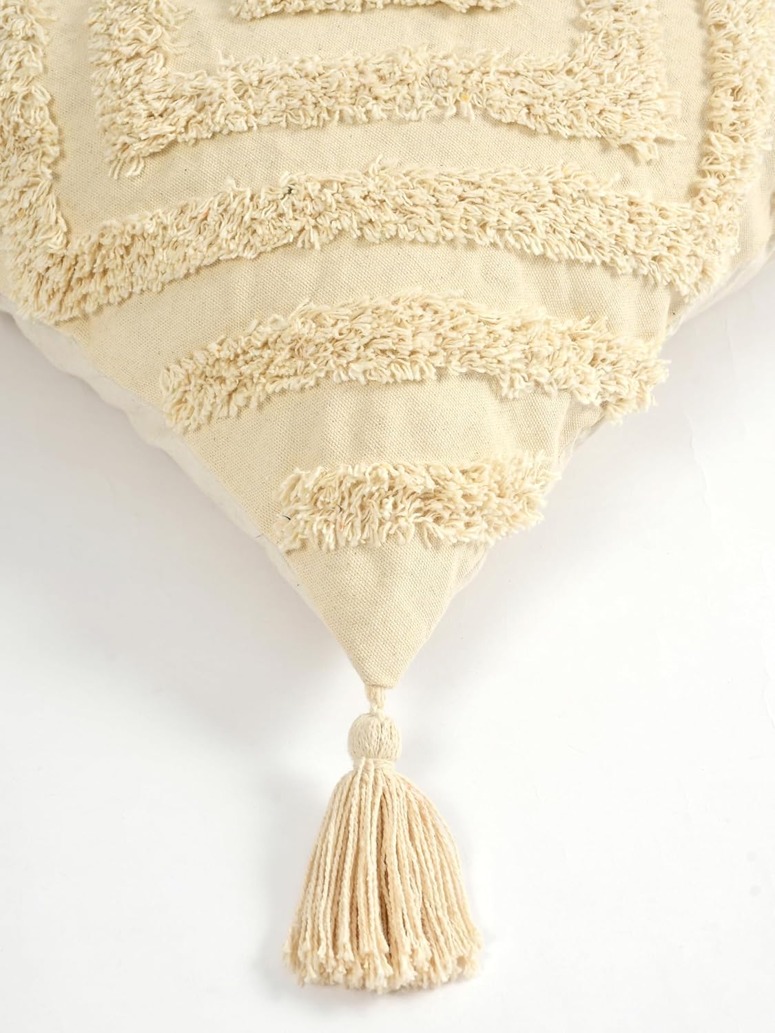 Tufted Cushion Cover – 100% Cotton, Boho Pattern – 16x16 inch, Pack of 1