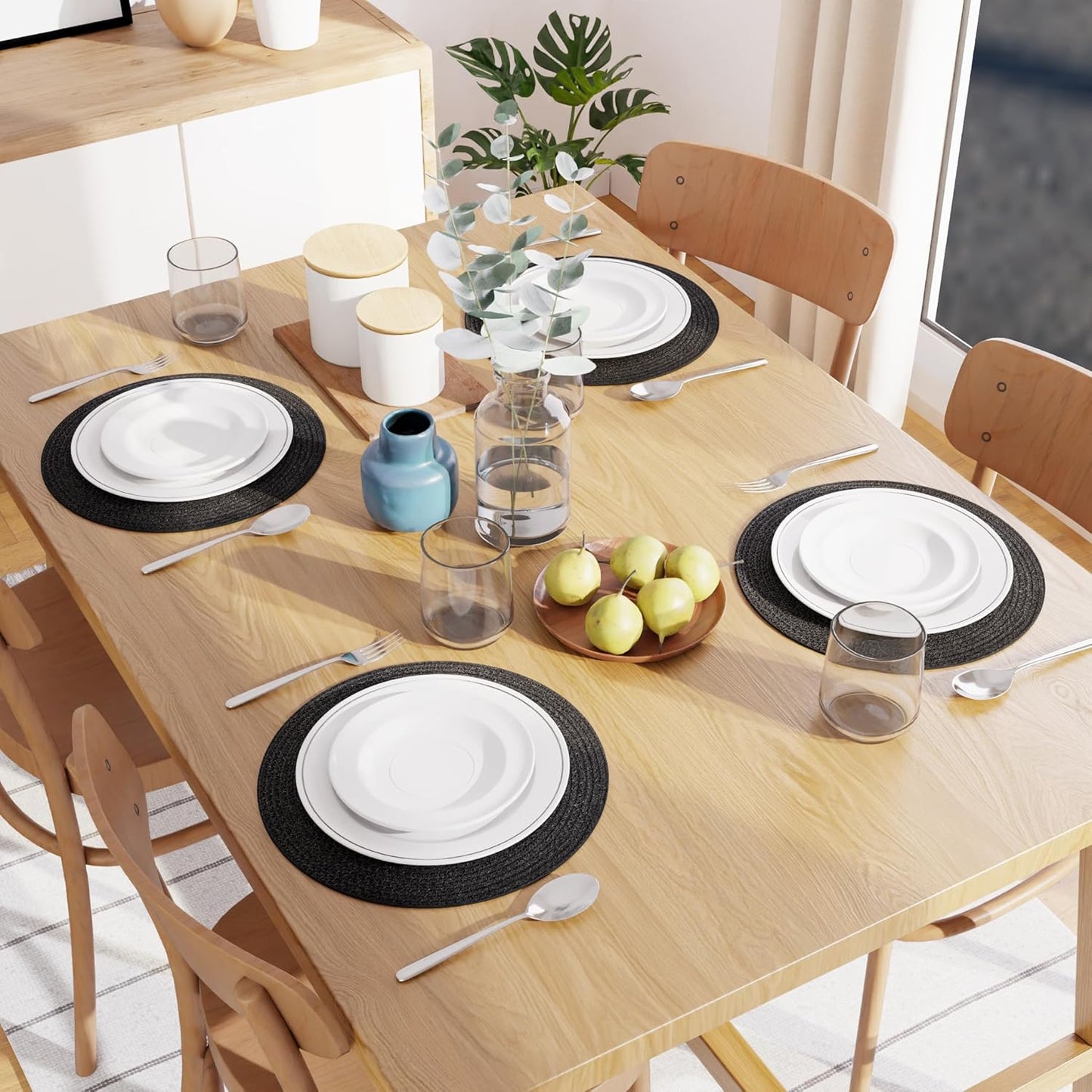 Round Table Mats – Cotton Ribbed – 32cm Diameter Set of 4