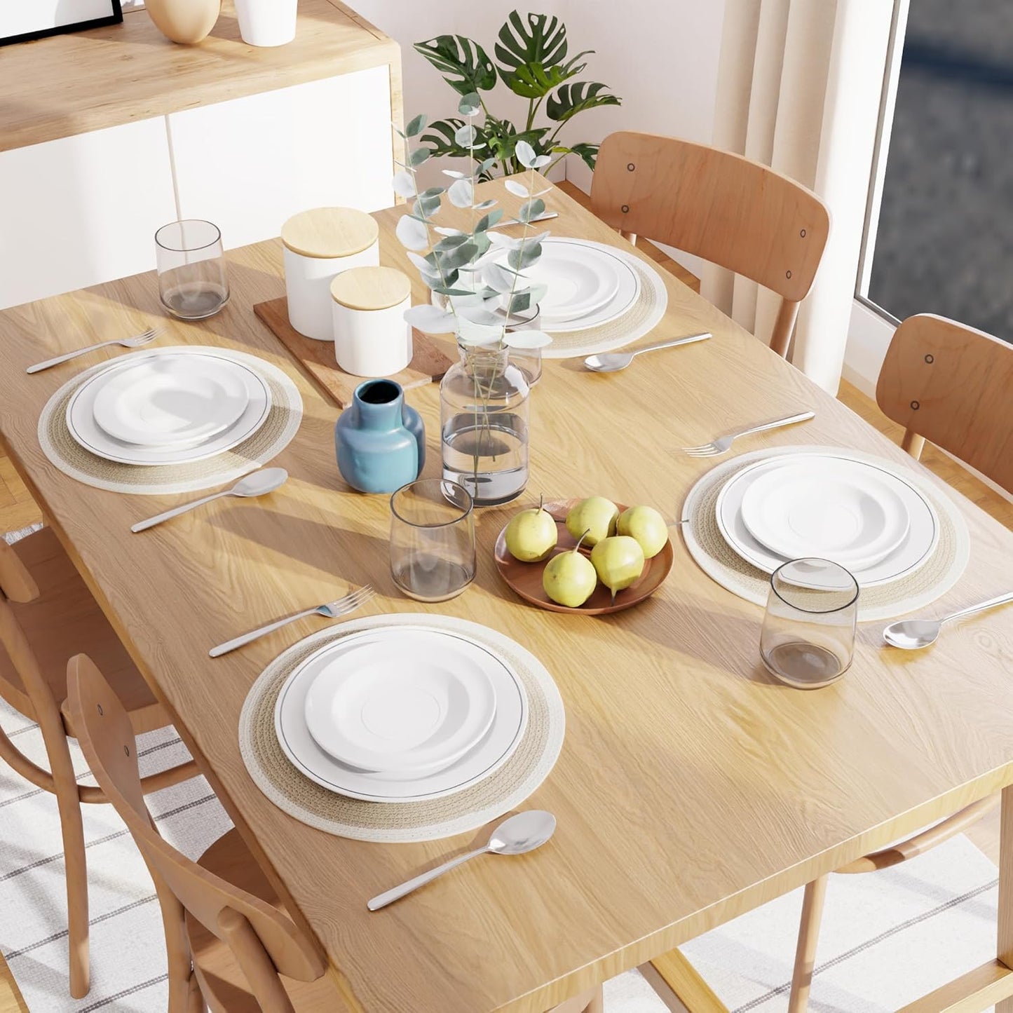 Table Mats – Ribbed Cotton Heat-Resistant – 32 cm Round Set of 4