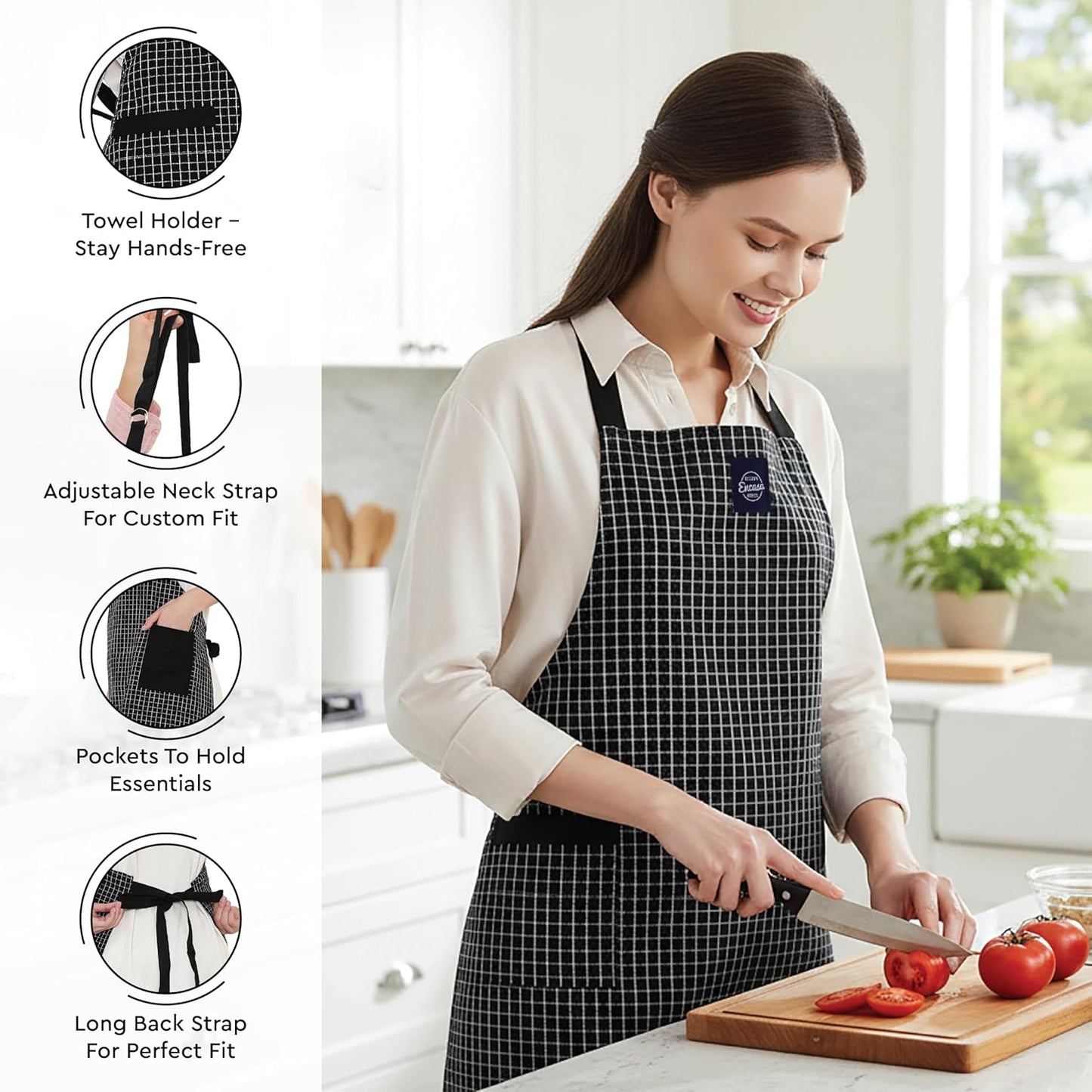 Kitchen Apron, Oven Glove & Potholder Set – 3-Piece Combo – 100% Cotton – Heat Resistant