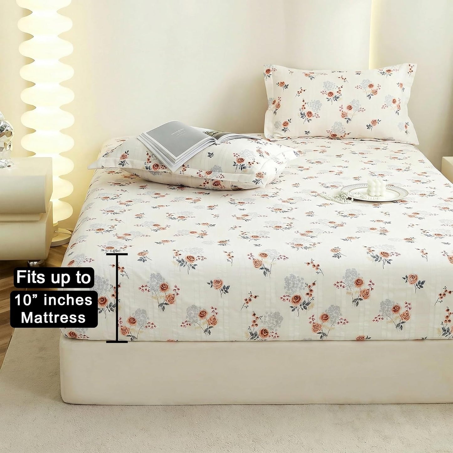 Bedsheet | Cloud Cotton Elastic Fitted | King Size, 72x78 Inch, 3-Piece