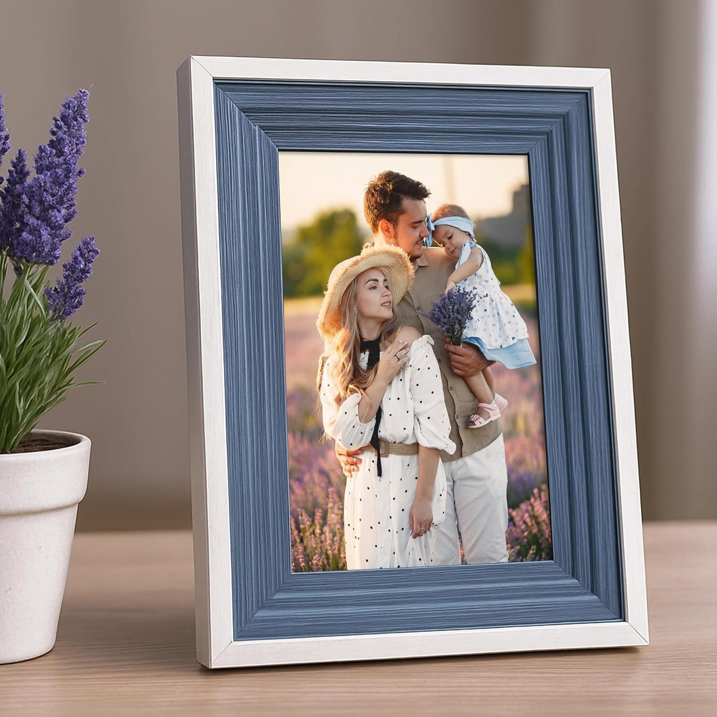 Table Top Photo Frame – Wooden Picture Frame – Blue-White Finish – 5x7 inch