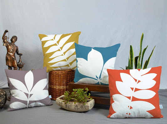Wholesale Polycotton Cushion Covers – Botanical Leaf Print – 18x18 Inches, Set of 4