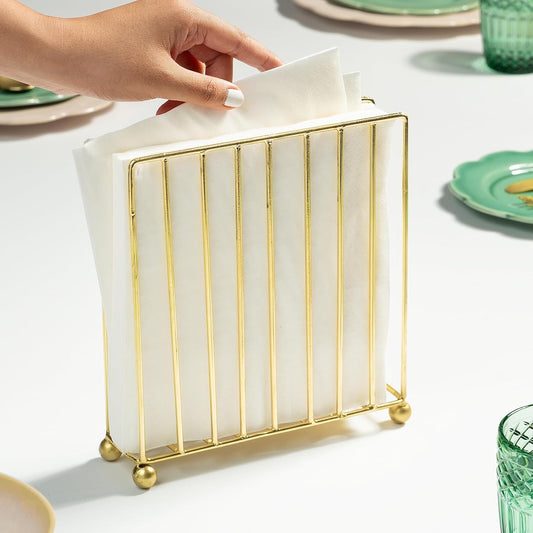 Metallic Napkin & Tissue Holder – Tabletop Accessory – Durable Finish – 6 Inch