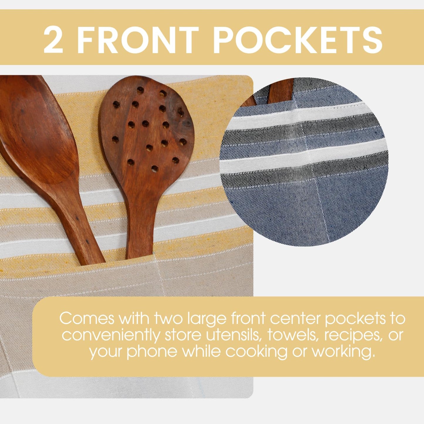 Unisex Cooking Apron – Kitchen Apron – Waterproof Polyester Blend – Dual Front Pockets