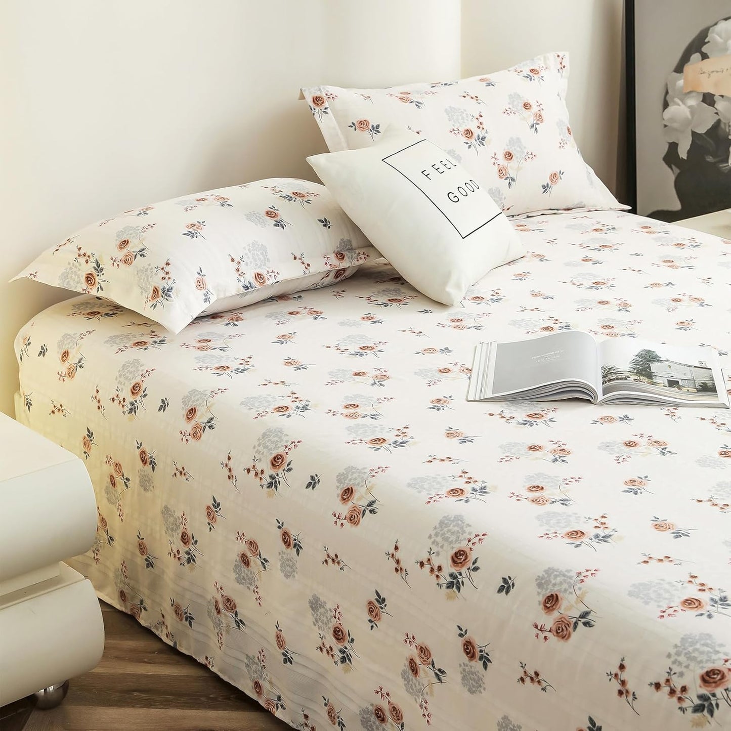 Flat Sheet King Size - Cloud Cotton 300 TC - Floral Design (270x250cm)
