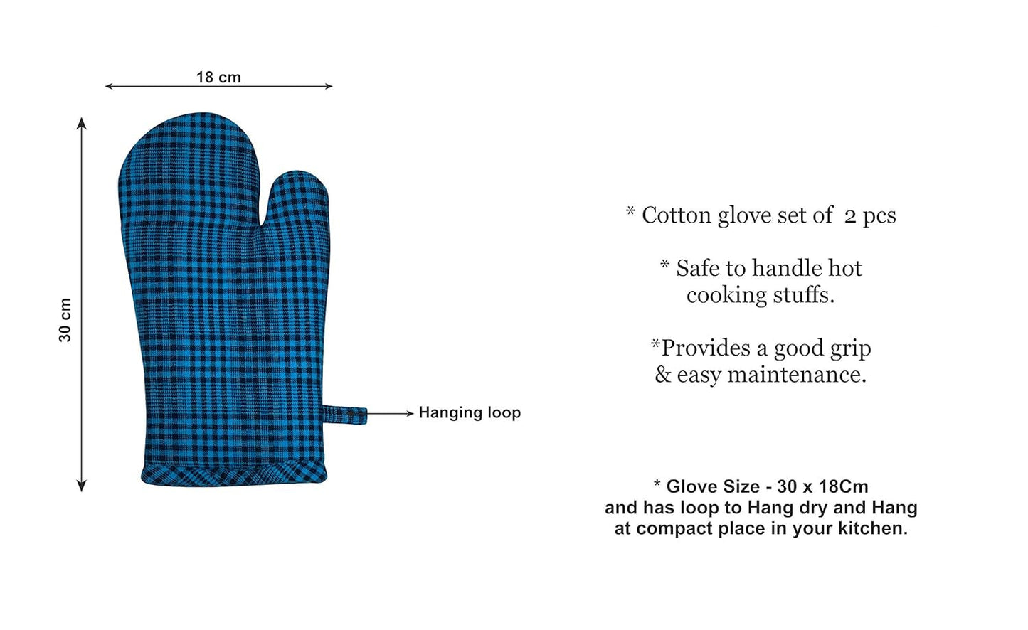 Oven Mitts – Heat Resistant Kitchen Gloves – Cotton Polyfill – Set of 2 (12"x8")