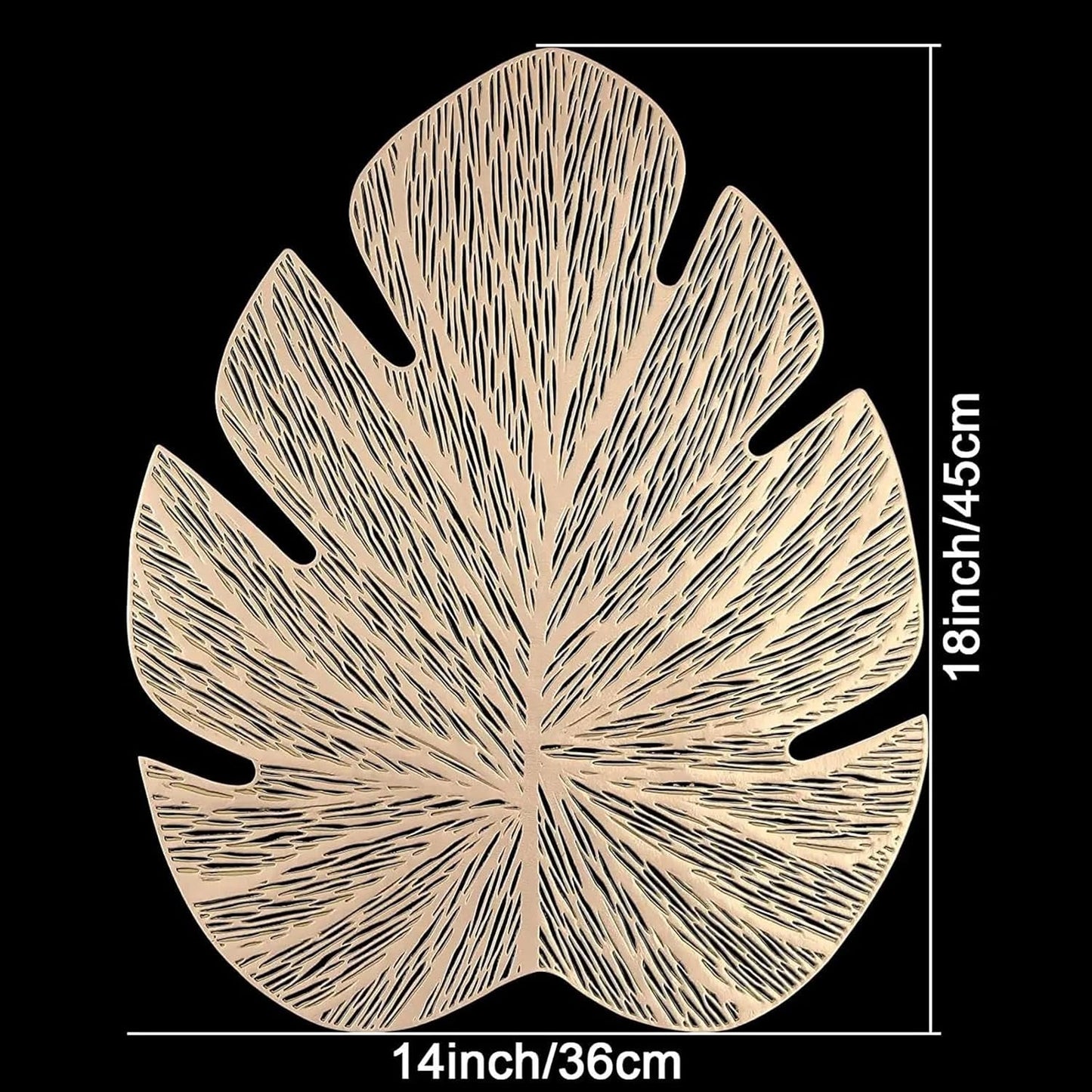 Table Placemats – PVC Leaf Design – Heat Resistant, 45x36cm, Pack of 6