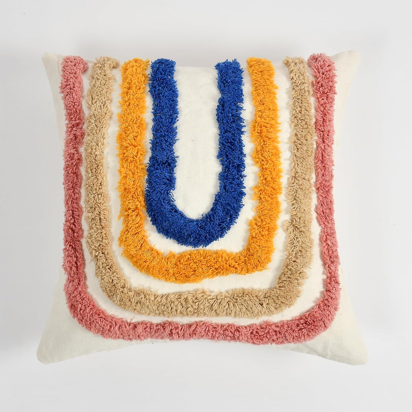Cushion Cover – Tufted Geometric Pom Pom – 16x16 Inch (Single Unit)