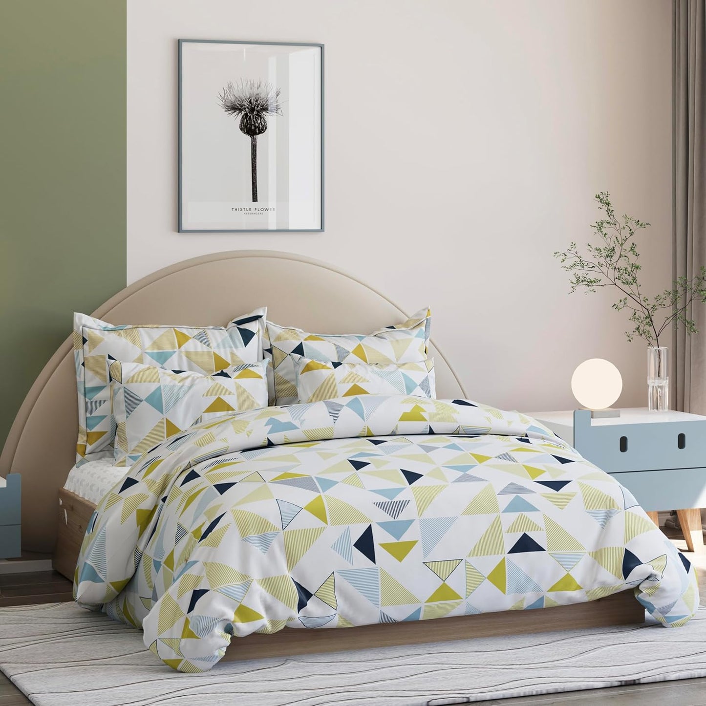 King Size Fitted Bedsheet Set - Glace Cotton - 300 TC, Elastic Trim (72"x78")