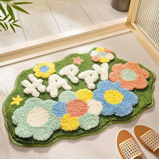 Happy Super Soft Anti-Skid 2000 GSM Microfiber Mat (40x60 cm) Pack of 1 | Absorbent Bath, Kitchen, Door Floor Mat