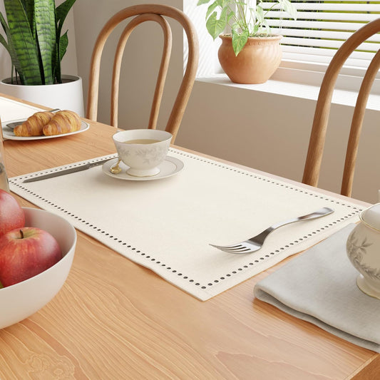 Cotton Table Mats – Hemstitched Design – 48x32 cm | 4-Pack