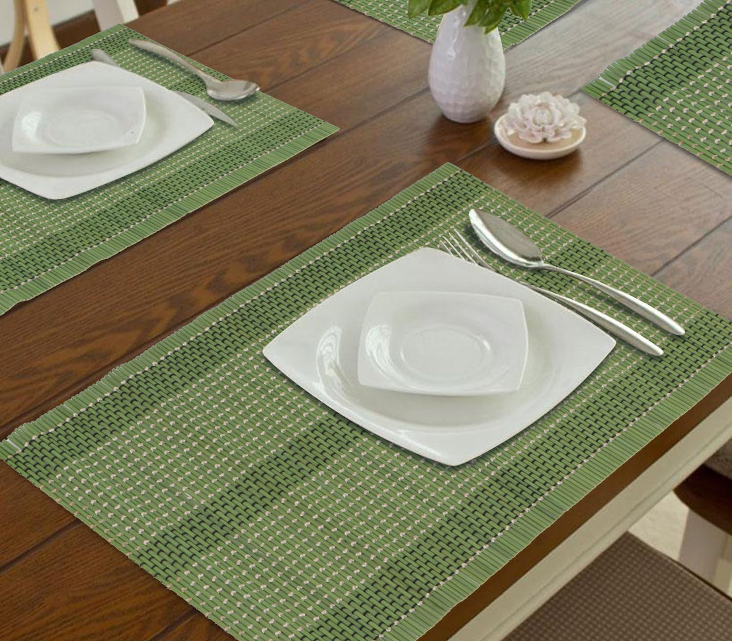 Placemats – Reversible Bamboo Dining Mats – Set of 6, 45x30 cm