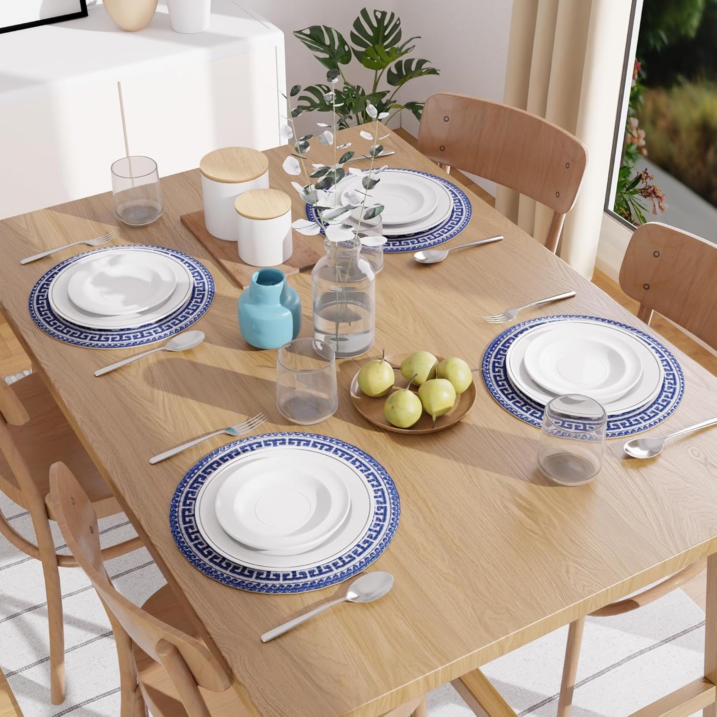 Dining Table Mats – Cotton Ribbed Style – 32 cm Round Set of 4
