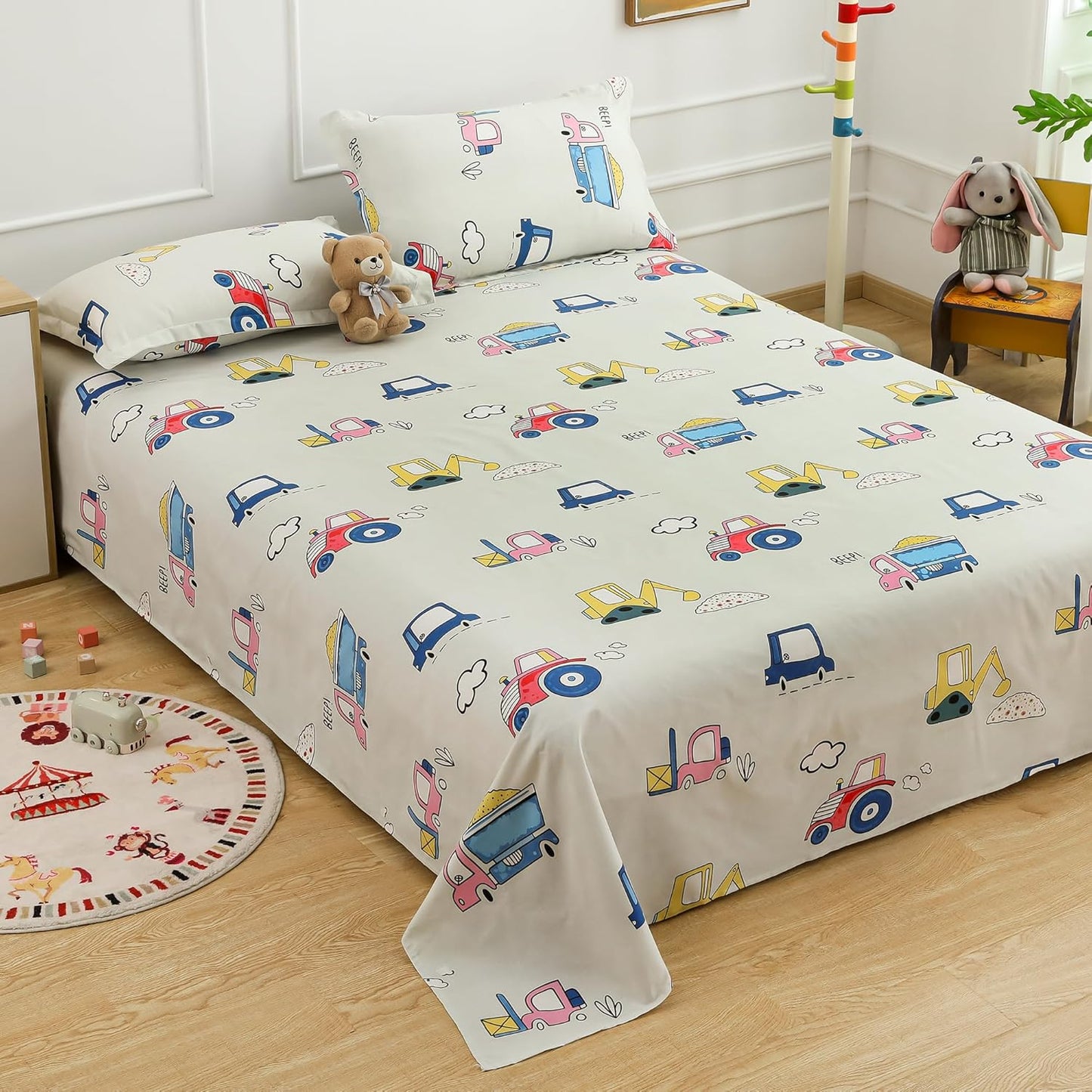 Kids Bedsheet - Microfiber Cartoon Design - Double Bed with 2 Pillow Covers