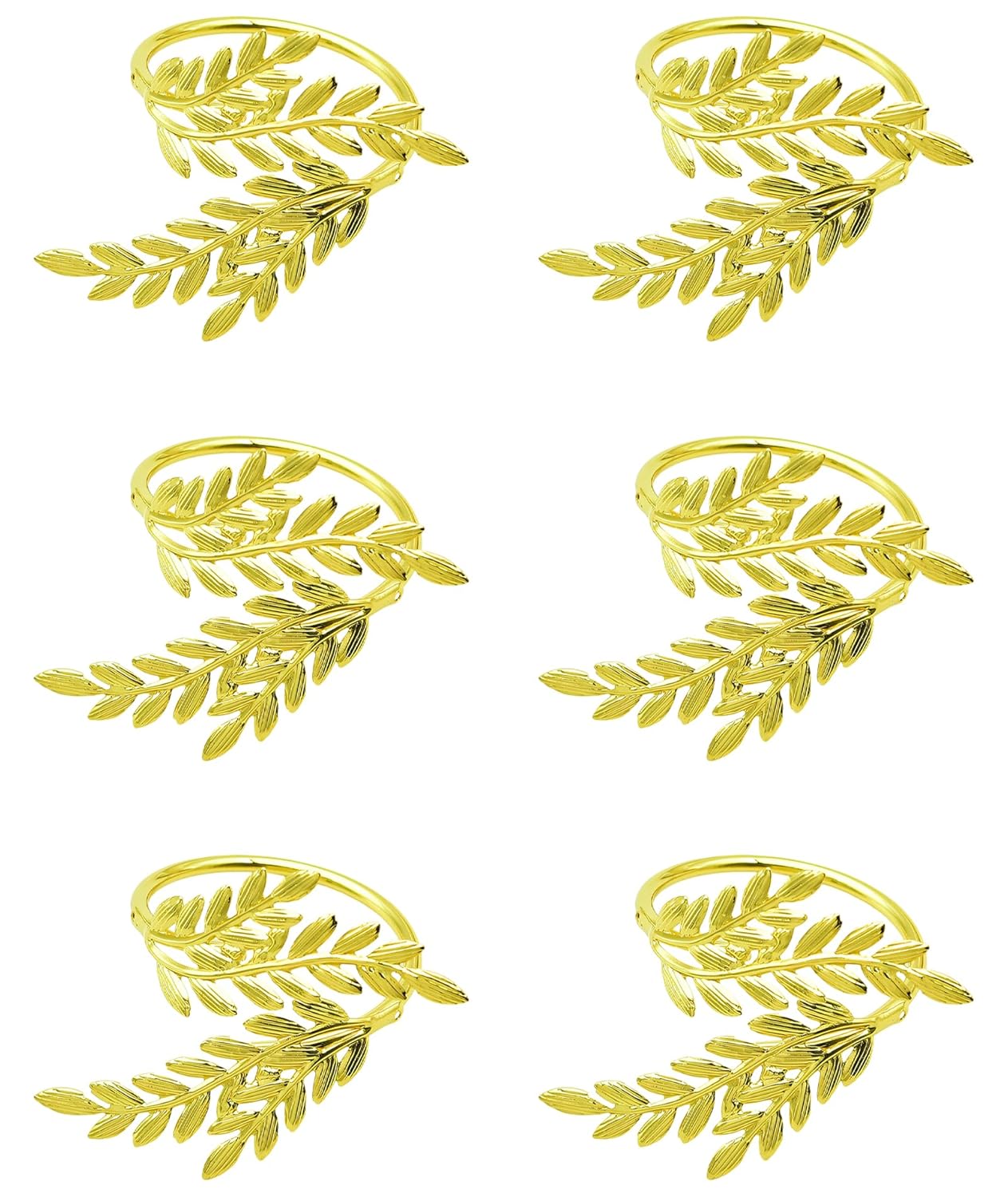 Golden Wheat Napkin Rings – Table Decor – Durable Metal – 6-Piece Set