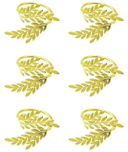 Golden Wheat Napkin Rings – Table Decor – Durable Metal – 6-Piece Set