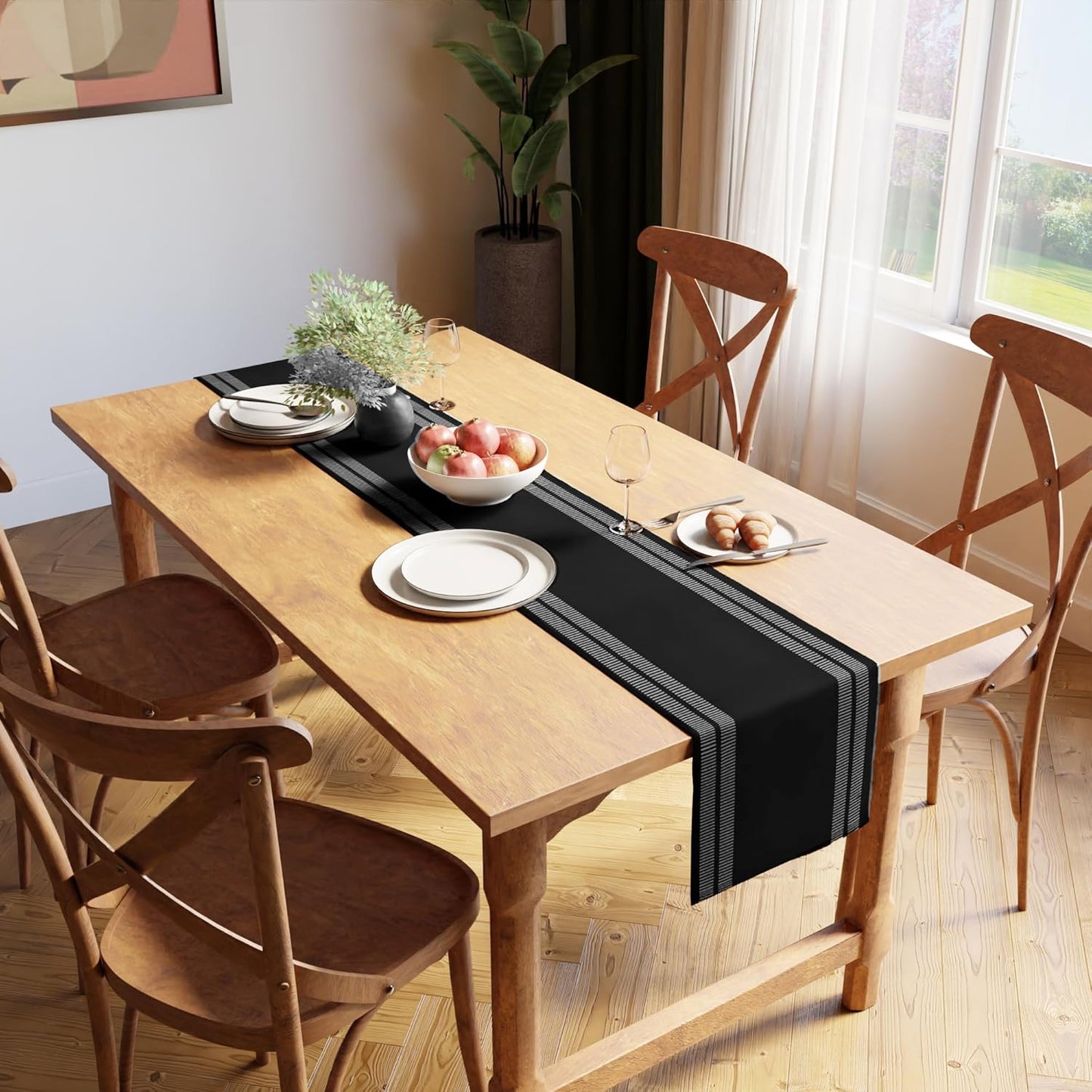 Dining Table Runner – Yarn Dyed Fine Ribbed Cotton – 32x183 cm