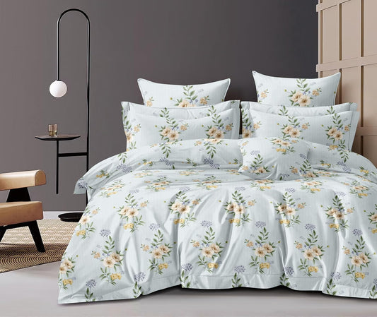 Fitted Bedsheet Set - Glace Cotton 300TC - King Size, Elastic Trim for 8-inch Mattress