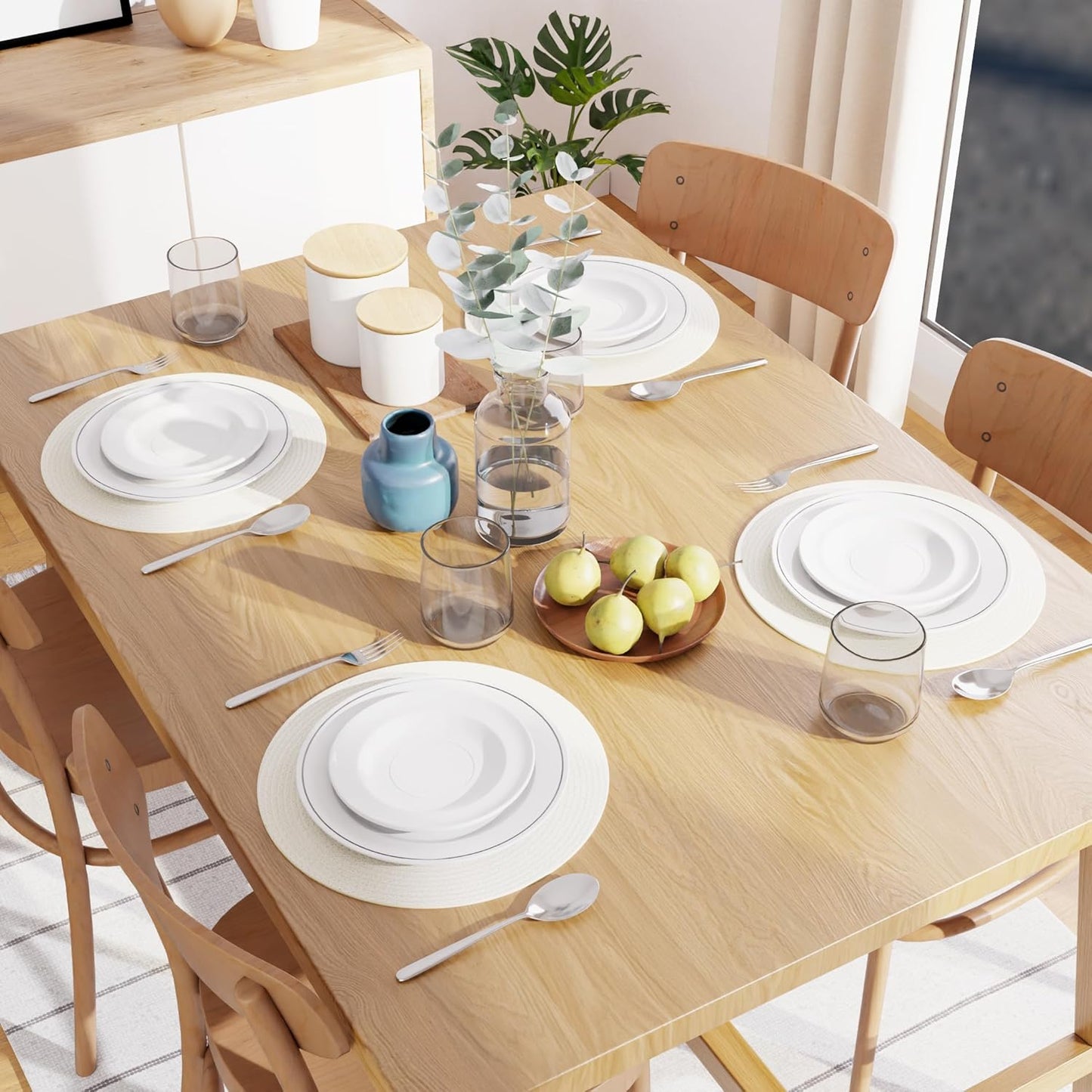 Dining Placemats – Cotton Ribbed – 32cm Diameter, Set of 4