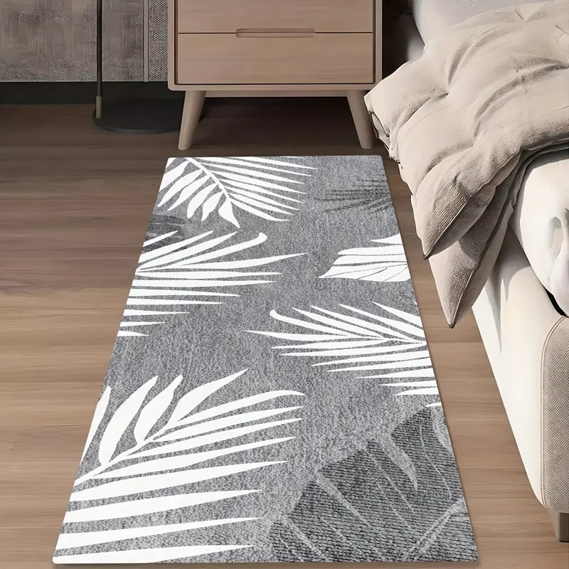 Boho Leaf Runner Rug - Soft, Washable, Non-Slip Hallway Carpet
