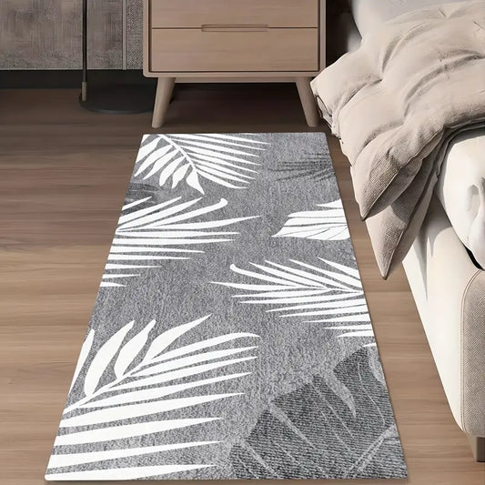 Boho Leaf Runner Rug - Soft, Washable, Non-Slip Hallway Carpet