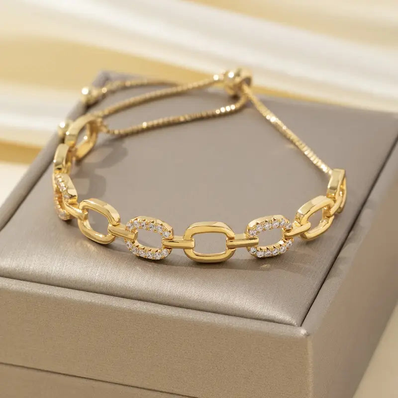 Copper Bracelet Women Zirconia - Gold Plated Jewelry