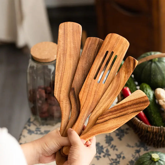Wooden Spatula Set (5pcs) - Cooking Utensils Cookware